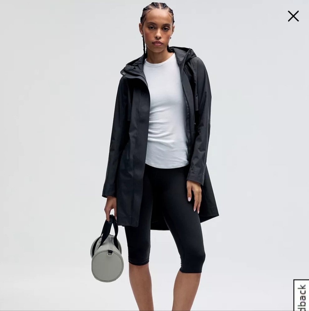 lululemon athletica Black Hooded Trench Coat